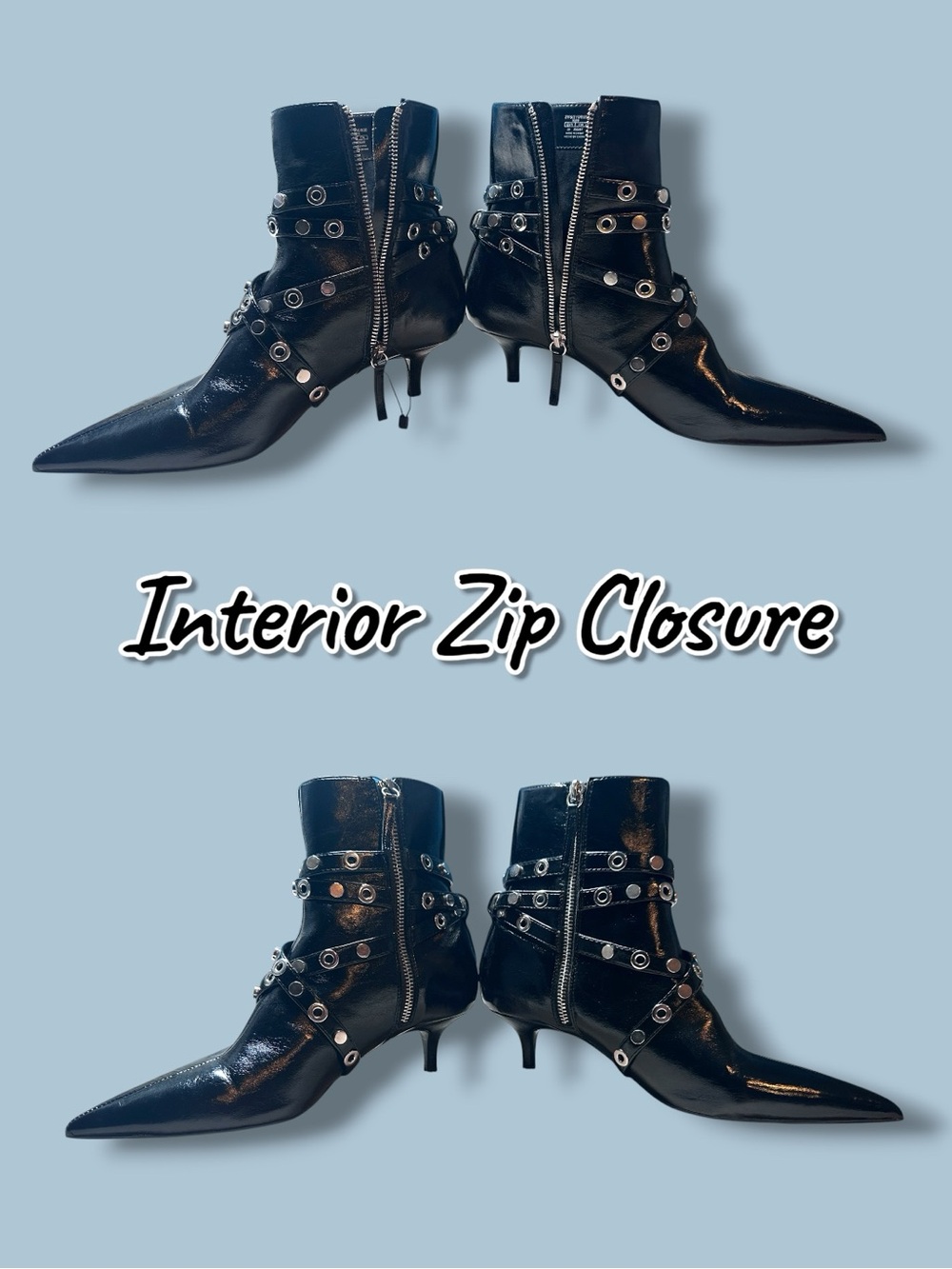Never Worn Zara Metal Wrap Buckle Trim Heeled Booties. Size 8 - Picture 3 of 11